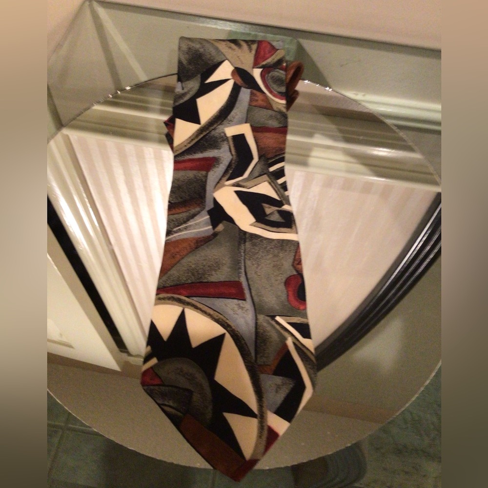 🛍3 for $30🛍Vintage America multicoloured abstract print silk tie